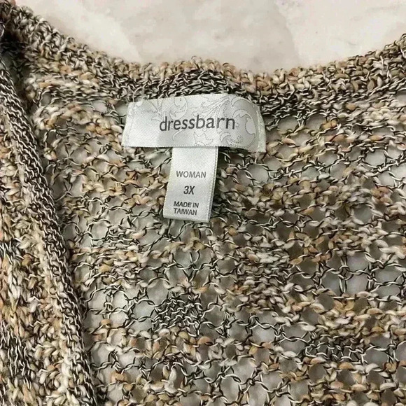 Dress Barn LongLine Knit Open Front Cardigan Tan/Brown 3/4 Sleeve Womens Plus 3X - Picture 5 of 7